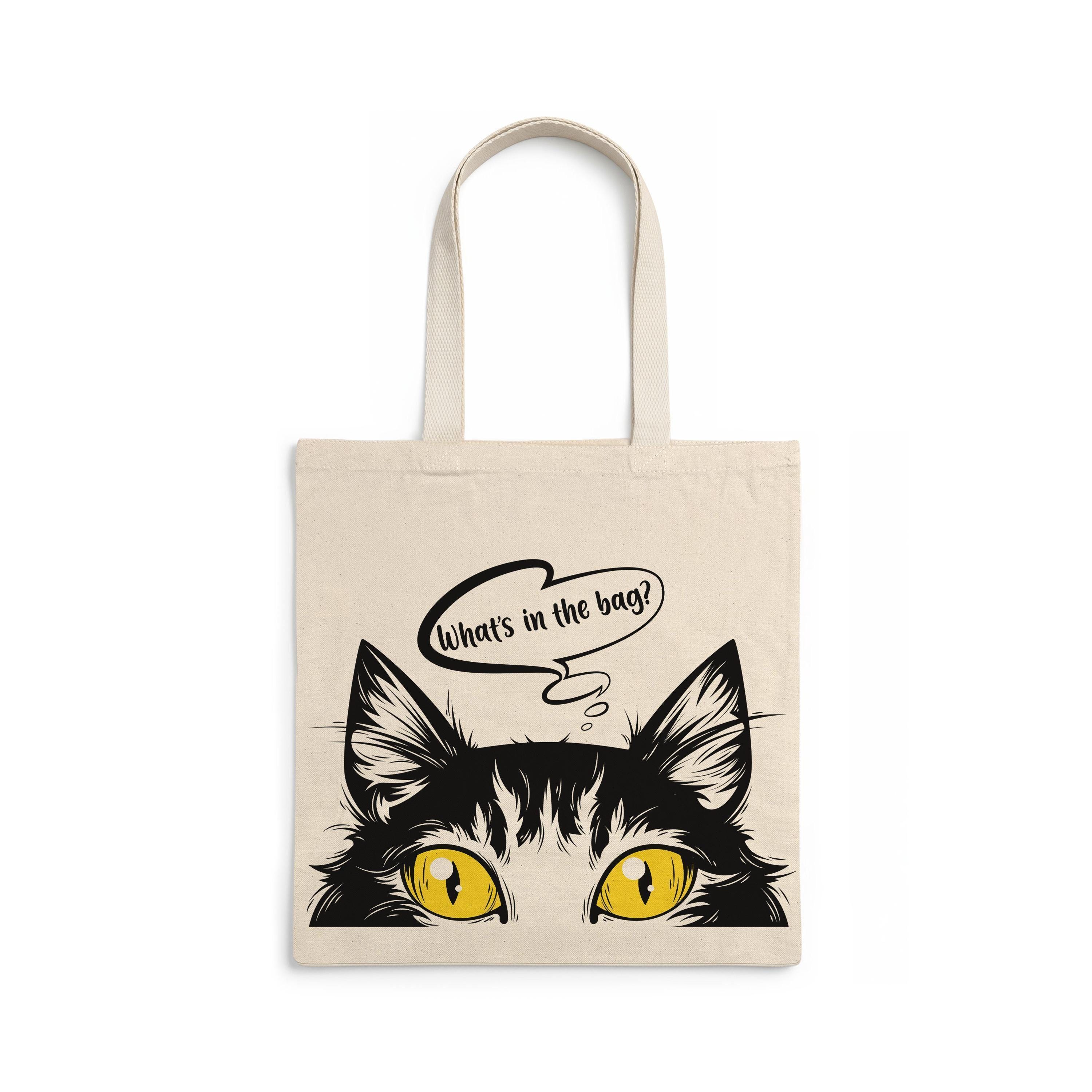 Funny Cat Cotton Canvas Tote Bag - What's in The