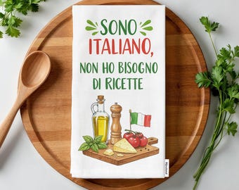 Funny I’m Italian I Don’t Need Recipes Kitchen Tea Towel: Organic Cotton Chef Gift