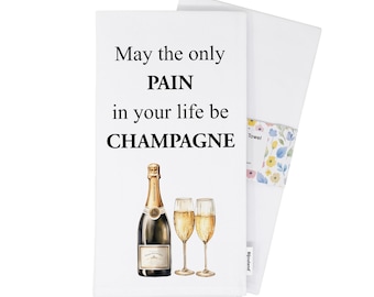 Funny Champagne Kitchen Towel: Organic Cotton Wine Decor