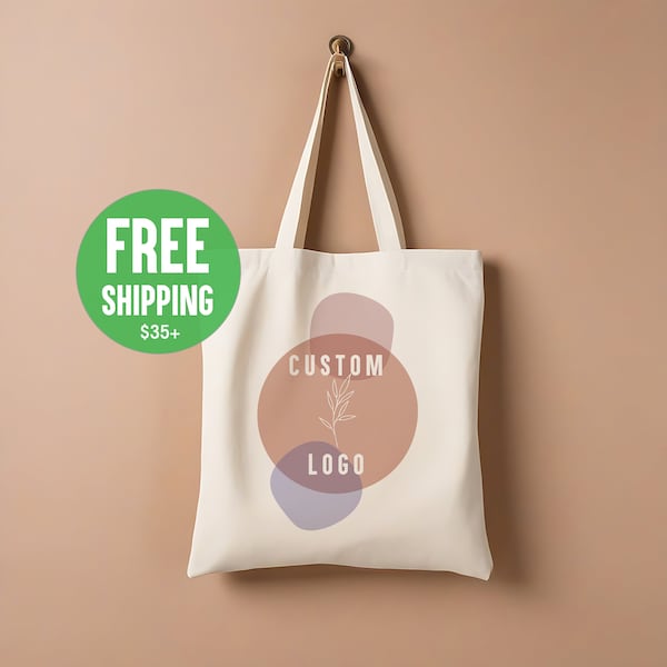 Personalized Cotton Tote Bags - Custom Logo, Photo Tote Bag, Full Color Text Tote Bag, Event Tote, Business Tote, Company Logo Tote Bags