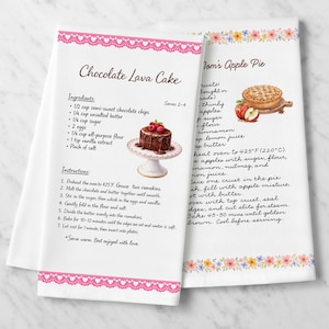 Custom Recipe Towels - Personalized Handwriting Towel - Organic Cotton