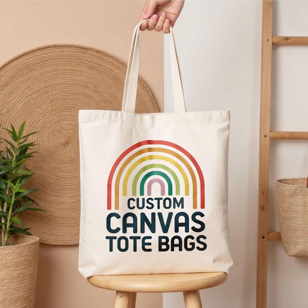Custom Cotton Canvas Tote Bag With Full Color Print: Personalized Logo ...