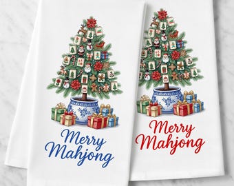 Merry Mahjong Christmas Tree Kitchen Towel