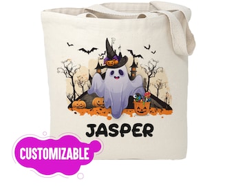 Personalized Trick or Treat Bag, Custom Halloween Tote Bag, Customized Trick-or-Treat Bag, Kids Halloween Bag with Name