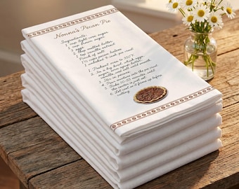 Handwritten Recipe Towels with Artwork, Personalized Heirloom Keepsake