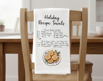 Personalized Tea Towels with Handwritten Recipe - Flour Sack Vintage Kitchen Towels