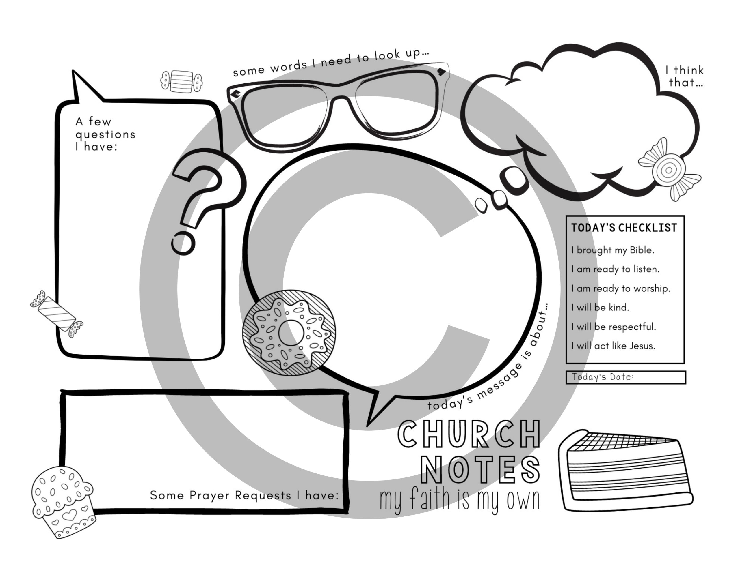 Kids Church Notes Printable Sermon Journal Bible Study Template PDF ...