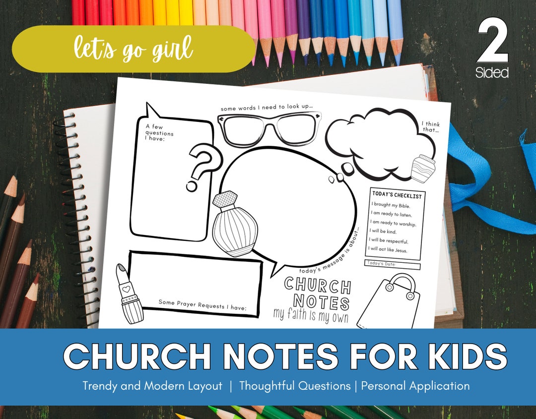 Church Notes Journal for Kids Bible Study Template Digital Download ...