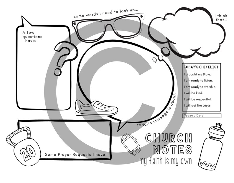 Kids Church Notes Printable | Sermon Study Template (digital Download ...