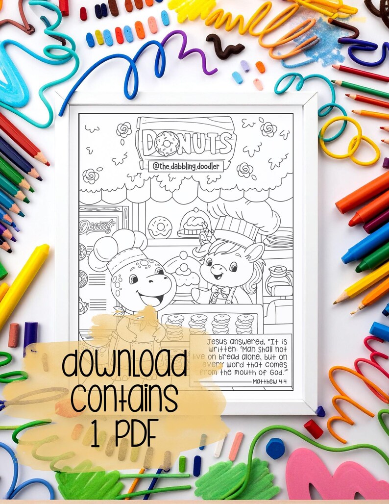 Cooking Bible Verse Coloring Pages, Kids Sunday School (digital ...