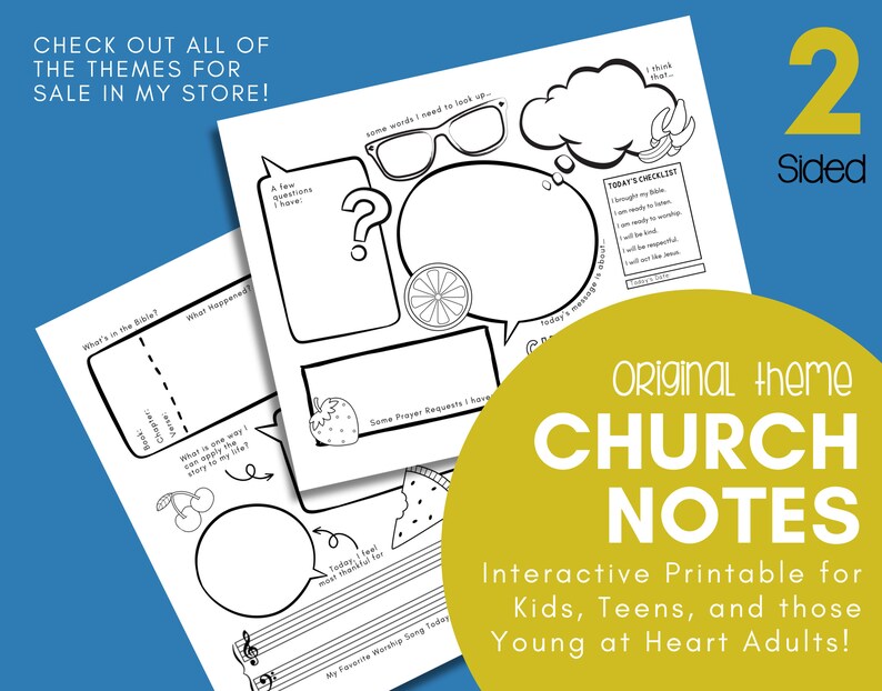 Kids Church Notes Printable – Bible Study Journal, Sunday School ...