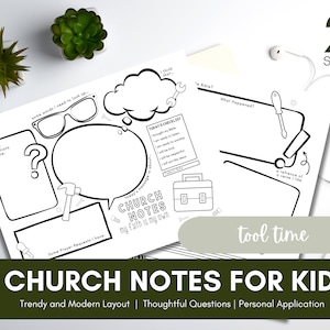 Mall för bibelstudiedagbok - Arbetsblad för predikanteckningar för kyrkan, digital nedladdning, utskrivbar