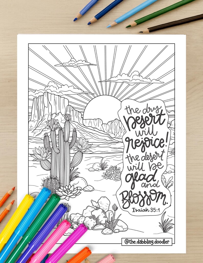 Bible Coloring Page Printable, Isaiah 35:1 Scripture Coloring Page ...