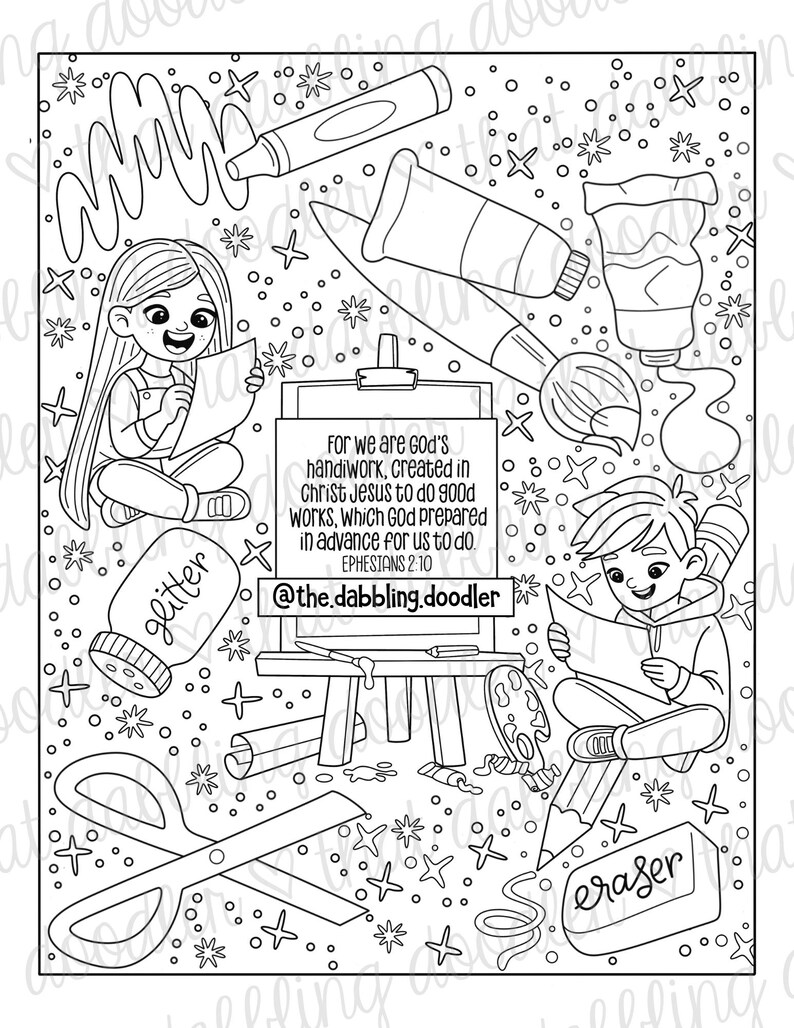Ephesians 2:10 Kids Coloring Pages | Christian Art Printables (PDF) - Etsy