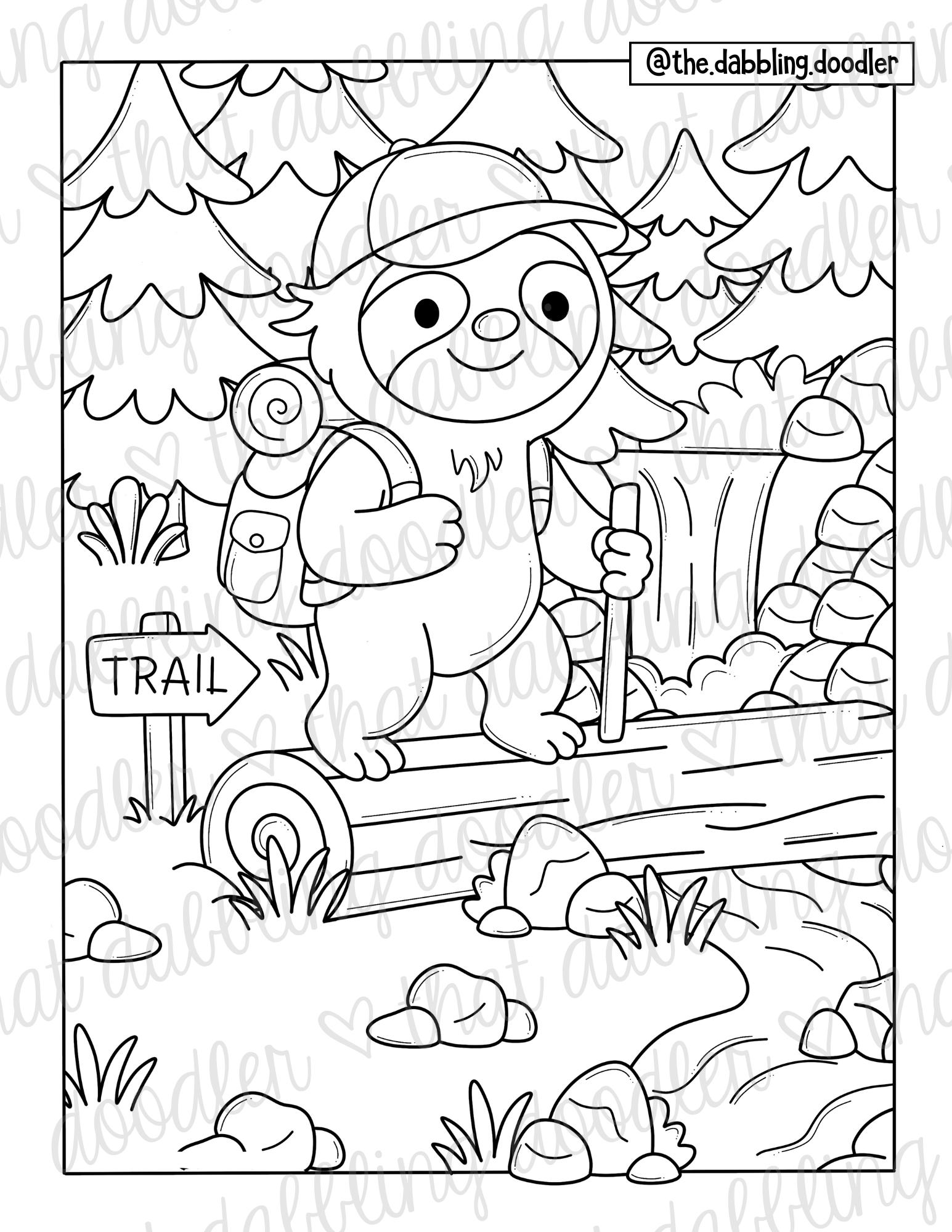Bushwalking Colouring In Hiking Kids Coloring Pages Bundle | Outdoor Adventure Animal Nature ...