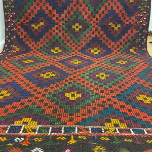 Vintage kilim, area kilim, 7.2x9.8 ft,  tribal kilim, oushak kilim, anatolian kilim, wool kilim, kilim rug, turkish kilim, oriental kilim