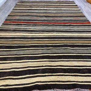 9&#39;6x6&#39;3 Handwoven brown striped kilim rug vintage rug boho decor bedroom rug area rug area rug kitchen rug home decor