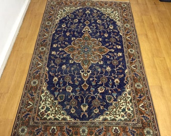 Rug,7x9 ft vintage rug,navy blue rug,vintage rug ,floor rug,designer rug,decorative rug,area rug,interior rug ,hand knotted rug,bohemian rug