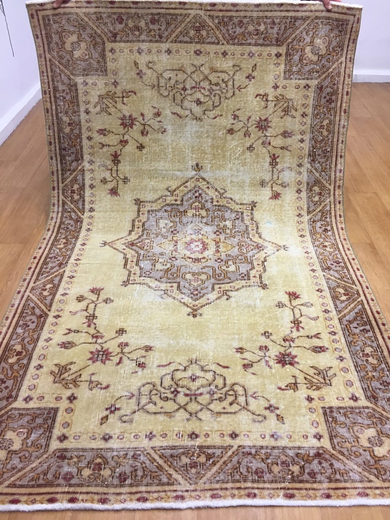 トルコ絨毯、5 x 8 フィートのベージュ絨毯、ランプ絨毯、家具絨毯 