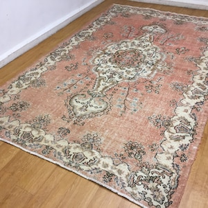 6x10 feet rug,vintage rug pastel rug vintage decor furniture decor orange rug boho decor farmhouse decoration retro decor office decor
