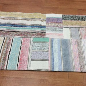 Kilim Rug 120x70 cm, Cotton Kilim, Kilim Rug, White Hemp Rug, Handmade Vintage Rug 47&#39;x27&#39; Striped Kilim Rug