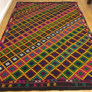 Turkish vintage kilim,goat hair kilim,area kilim rug,organic kilim,kilim rug,oversize kilim,6.8x9.10 ft kilim rug,boho rug,colorful kilim