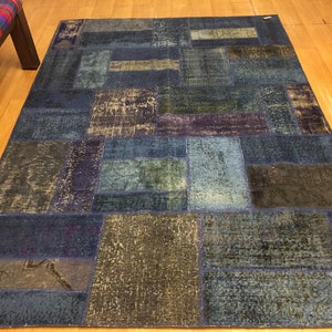 Patchwork,6x8ft, beige rug, blue gray patch,area decorative rug ,designer rug,Vintage Rug,Handmade,Turkish rug,BohemRug,Kilim Rug,patch rug