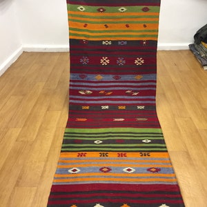 vintage runner,3x11 ft kilim rug ,striped kilim rug ,designer kilim rug ,decorative kilim rug ,floor kilim rug ,turkish kilim ,runner kilim