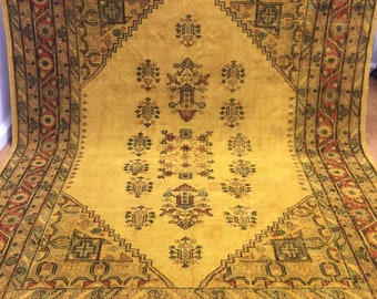 Turkish rug, 8x10 ft rug, area rug, yellow rug, overdyed rug, floor rug, hand knotted rug, area rug, floral rug,vintage rug, anatolian rug