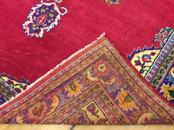 ヴィンテージ ラグ トルコ 赤系 特大 トルコ絨毯 8 x 11 フィート ヴィンテージ ラグ カーペット ラグ