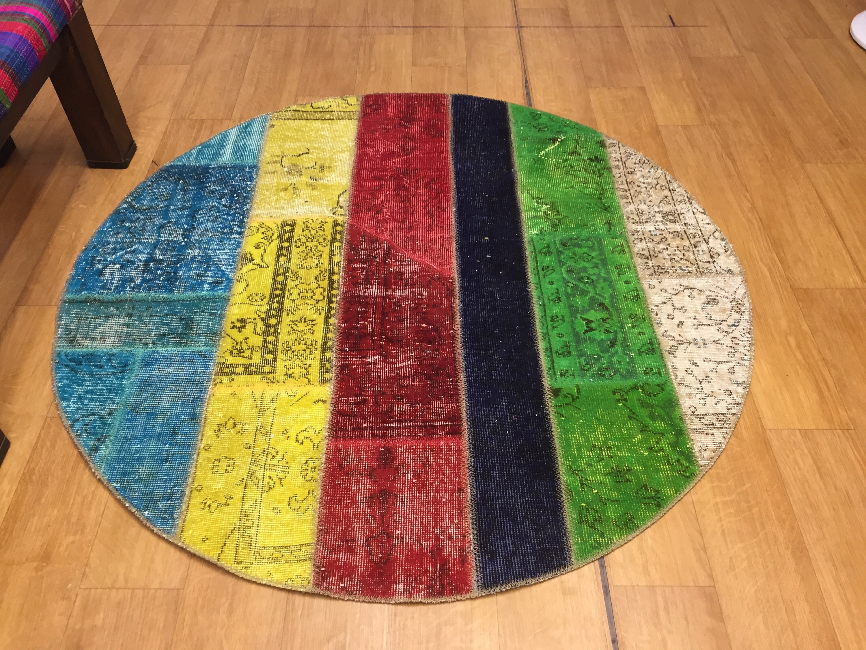 Turkish Rug Patchwork Rug Door Mat Rug 5x5 Ft Rug Vintage Etsy UK