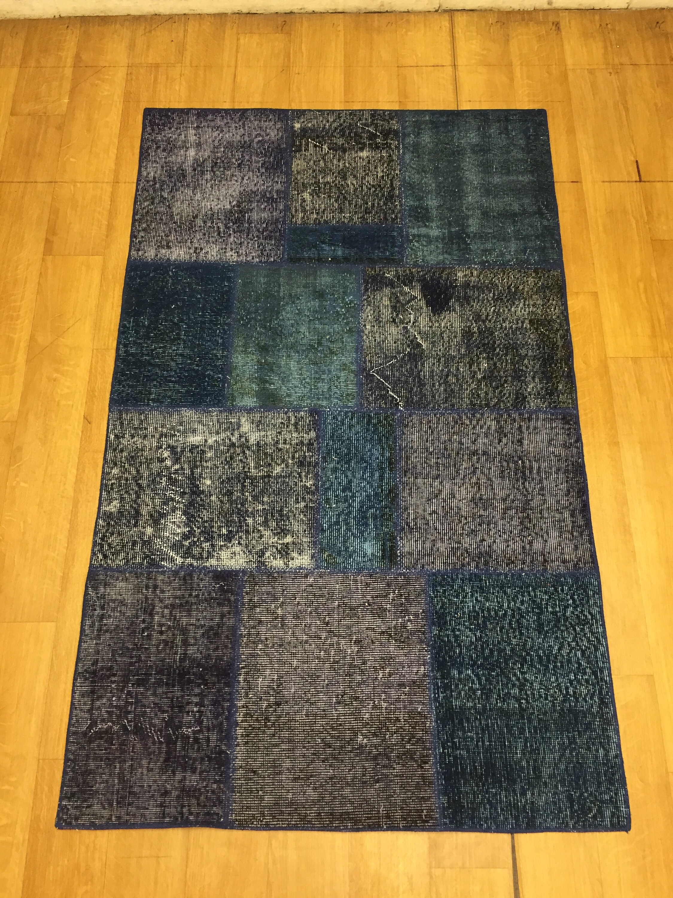 パッチワーク ラグ 5x7 ダークブルー パッチワーク、ヴィンテージ ラグ