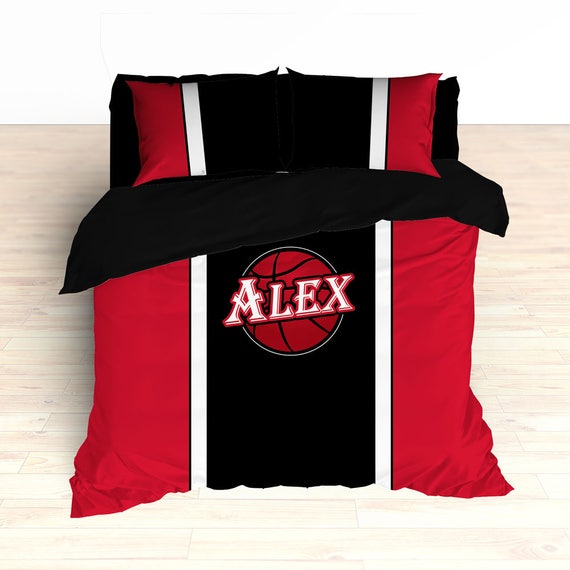 Basketball Team Colors Personalized Bedding Red Black Etsy
