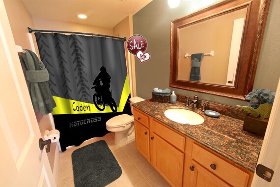 Personalized Motocross Shower Curtain Image 0