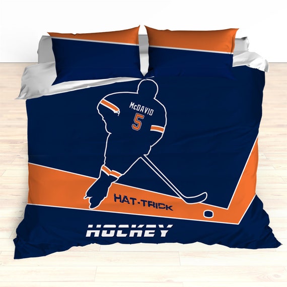 Literie De Hockey Personnalisee Literie De Hockey Hat Trick Etsy