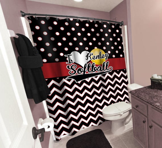 red and black shower curtain