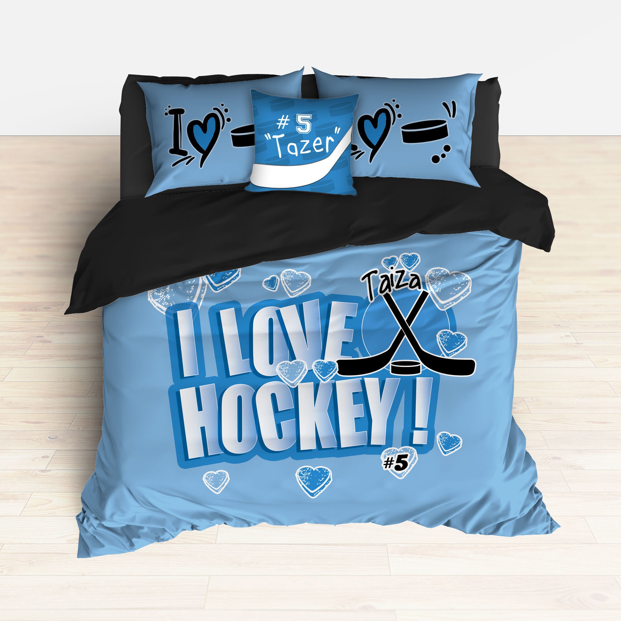 Blue Personalized Hockey Comforter Hockey Duvet Hockey Etsy Canada