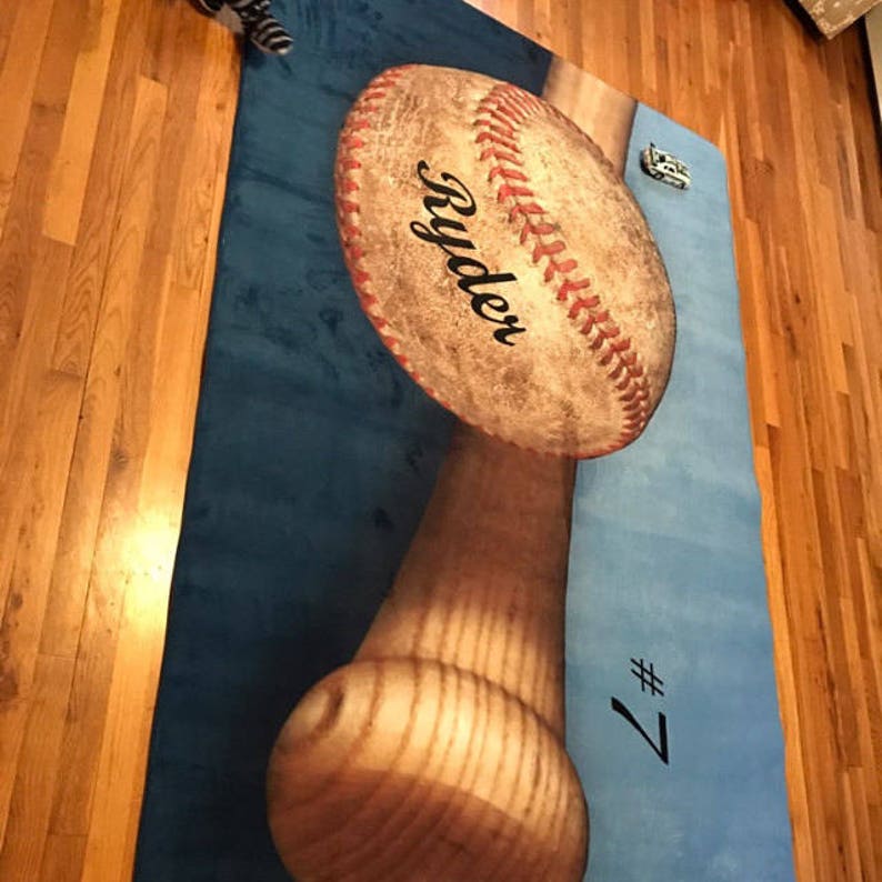 Baseball Decor Baseball Area Rug Personalized Rug Custom Etsy
