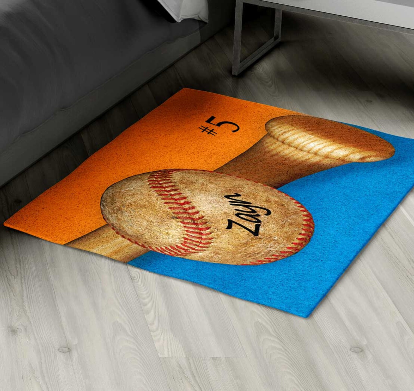 Orange and Blue Baseball Rug Baseball Area Rug Personalized Etsy
