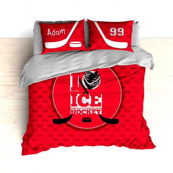 Ice Hockey Comforter Or Hockey Duvet Personalized Hockey Bedding Sets Jersey Numbers Pillow Cases Any Color King Queen Twin Sale