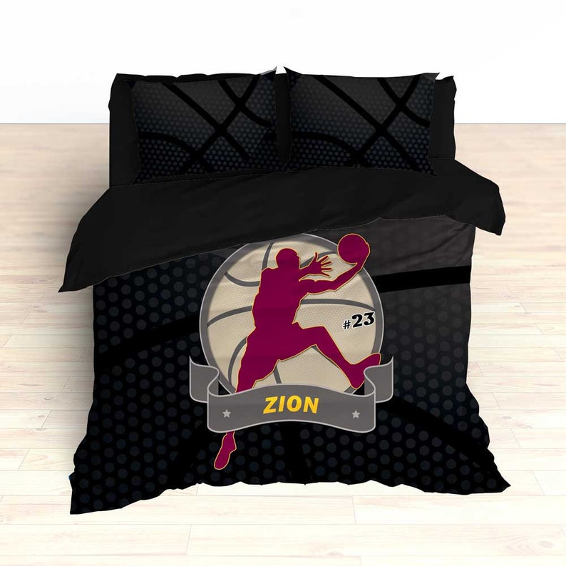 Black Basketball Bed Grey Basketball Bedding Comforter Etsy