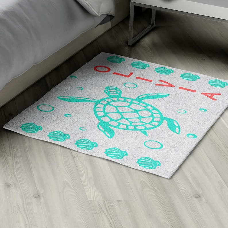 Sea Turtle Area Rug Personalized Nautical Custom Image 0