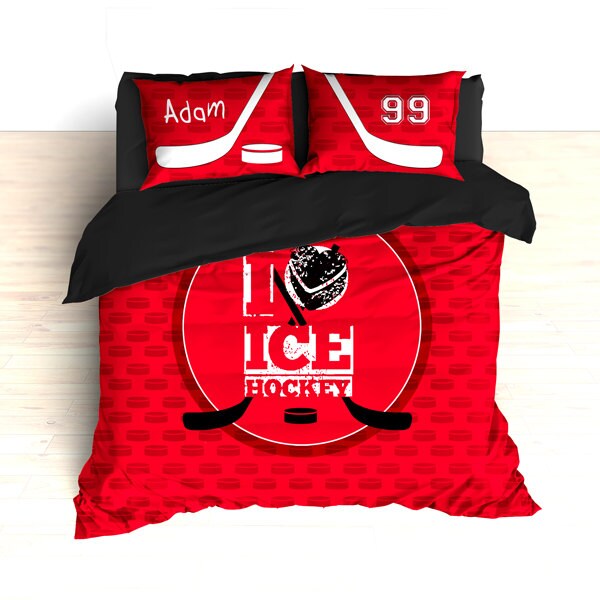 Personalized Ice Hockey Bedding Hockey Comforter Hockey Etsy Canada