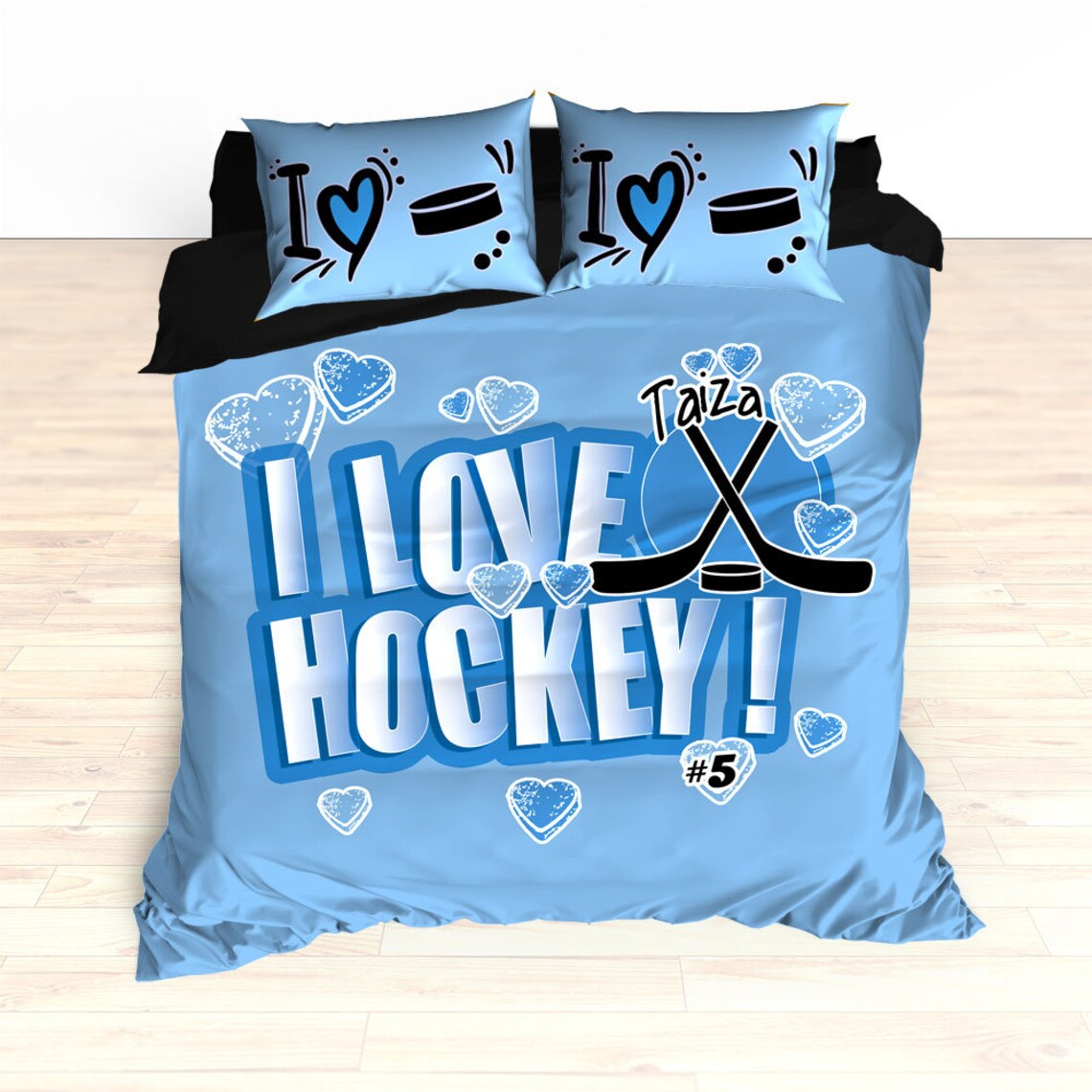 Blue Personalized Hockey Comforter Hockey Duvet Hockey Etsy Canada