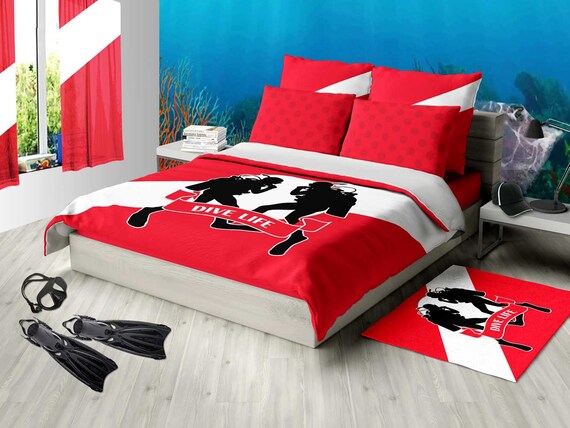 Scuba Bedding Scuba Dive Flag Bed Personalized Comforter Etsy