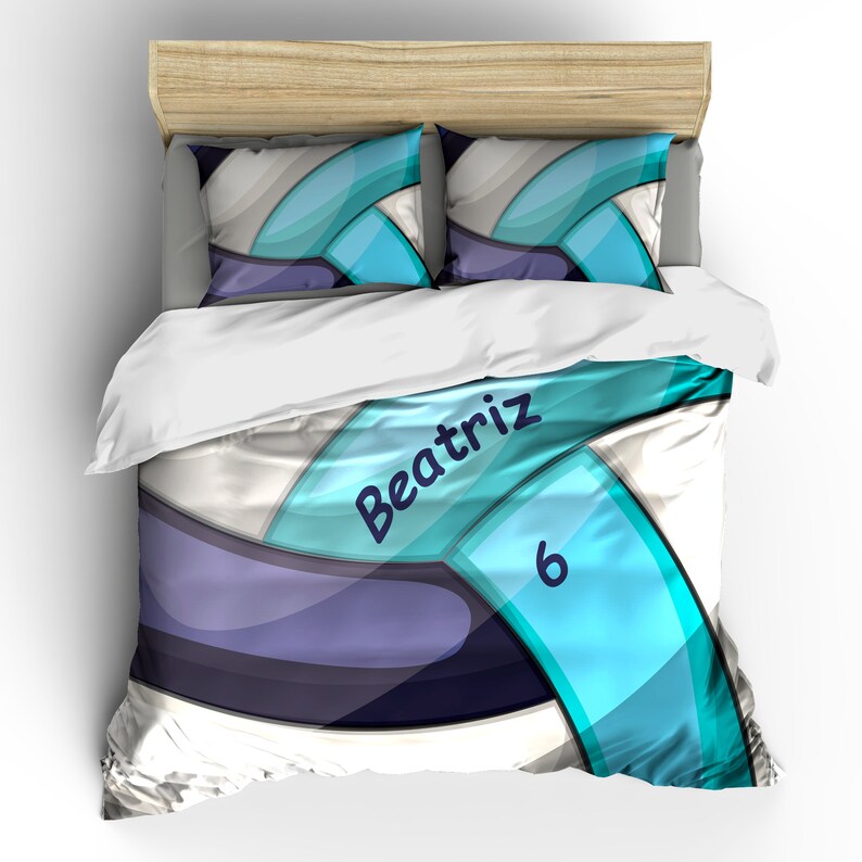 Custom Volleyball Bedding Turquoise Purple