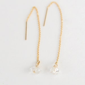 Mia Herkimer Threaders/ Bridesmaid Earrings/ Diamond Drop Earrings/  Herkimer Earrings/ Threader Earrings