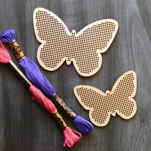 Butterfly shape. Butterfly shaped plywood cross stitch blanks. Embroidery blank. 4 inch and 3 inch. Laser cut brooch, pendant or Xmas decor