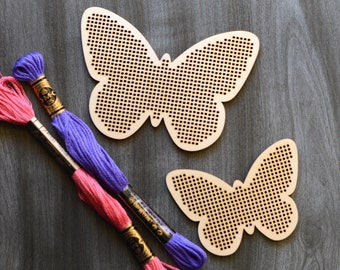 Butterfly shape. Butterfly shaped plywood cross stitch blanks. Embroidery blank. 4 inch and 3 inch. Laser cut brooch, pendant or Xmas decor
