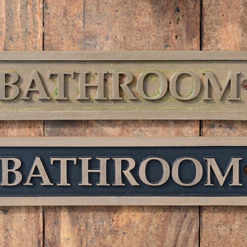 RESTROOM DOOR SIGN Brushed Copper Restroom Sign Copper Black Etsy